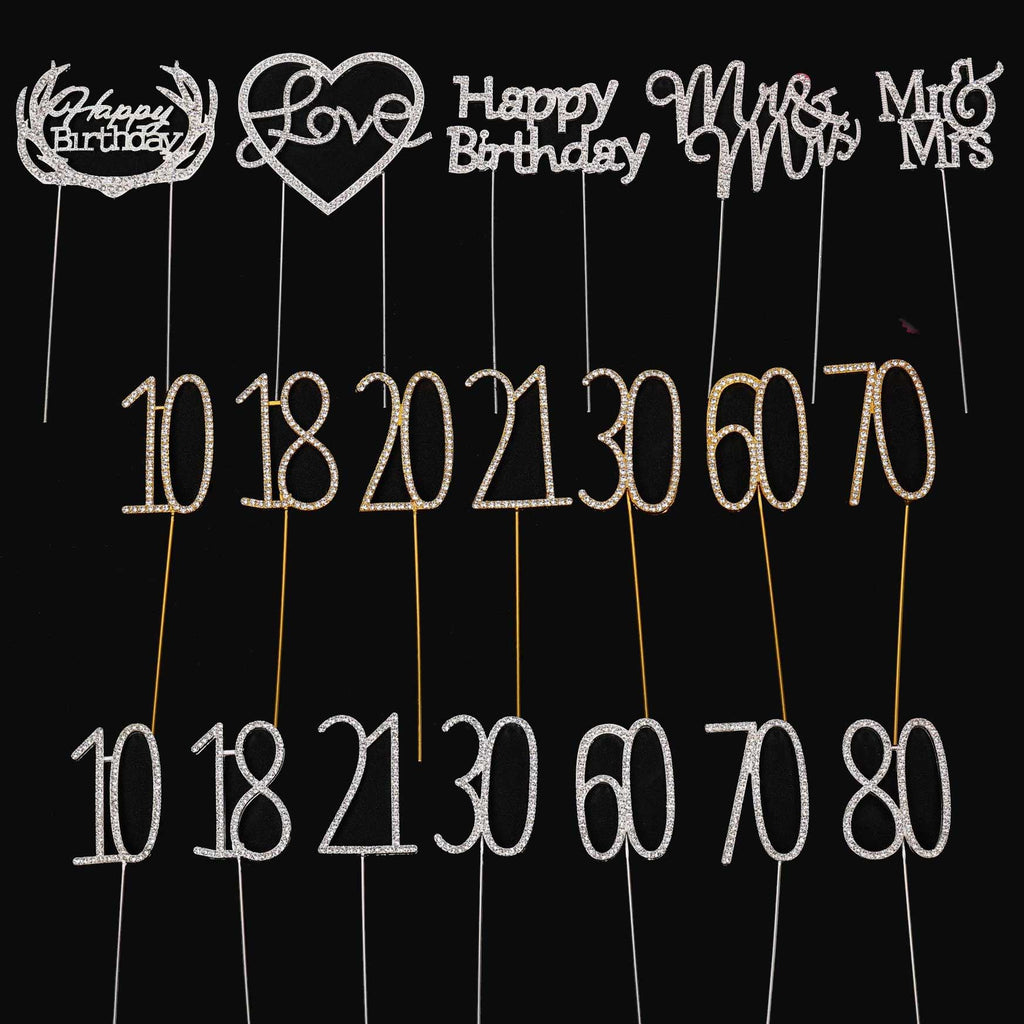 Premium Metal Diamante Number Cake Toppers