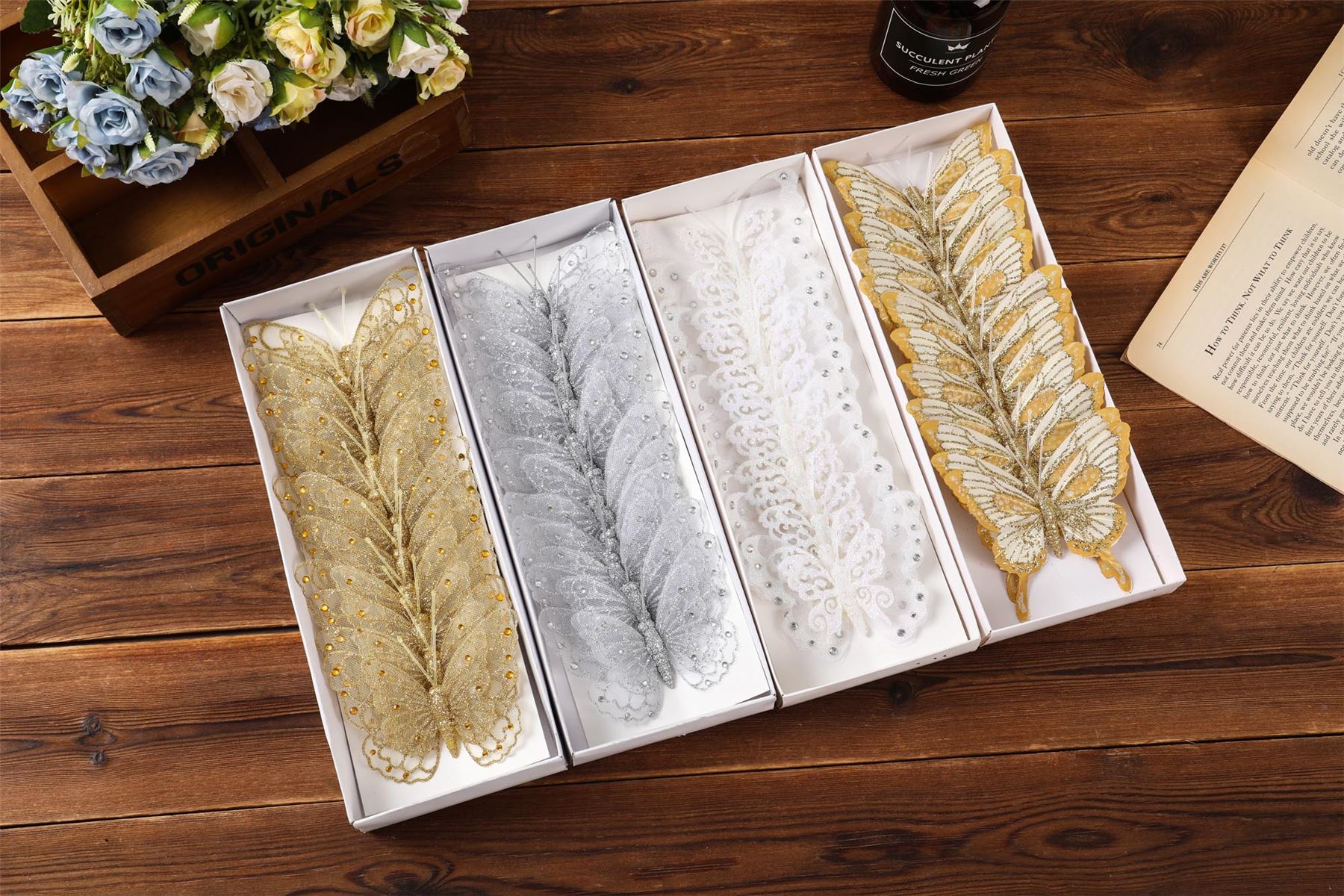 Box of 12 Large Gauze Butterflies