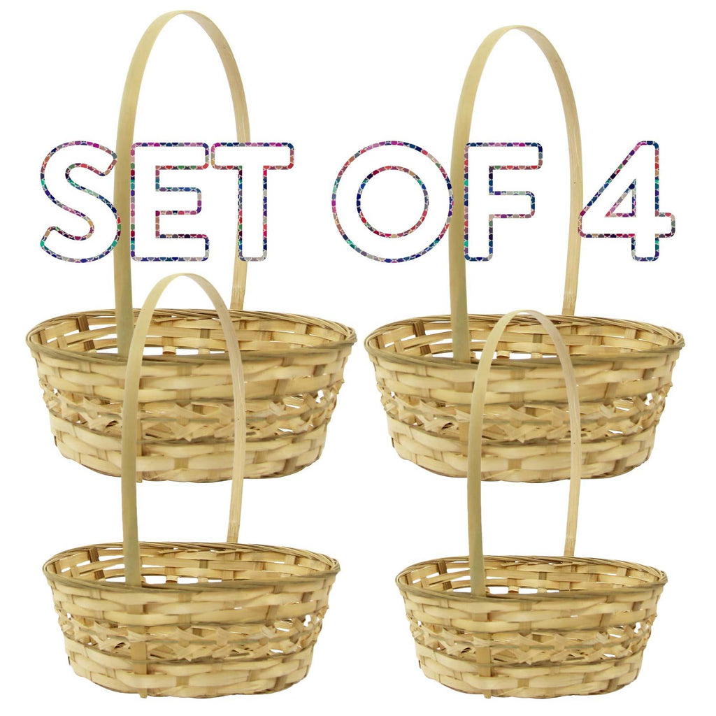 Set of 4 Tall Tribal Wicker Baskets