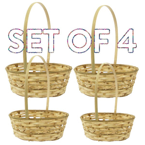 Set of 4 Tall Tribal Wicker Baskets