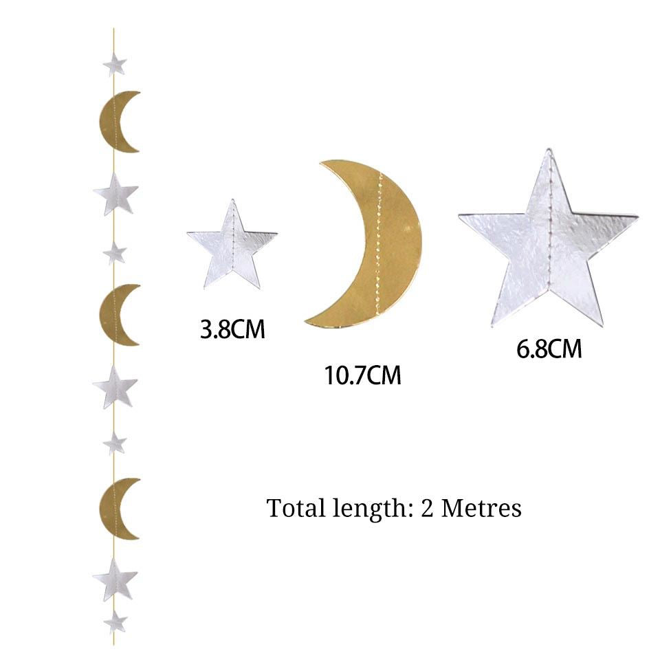 2 Metre Moon and Star Paper Hanging Chain