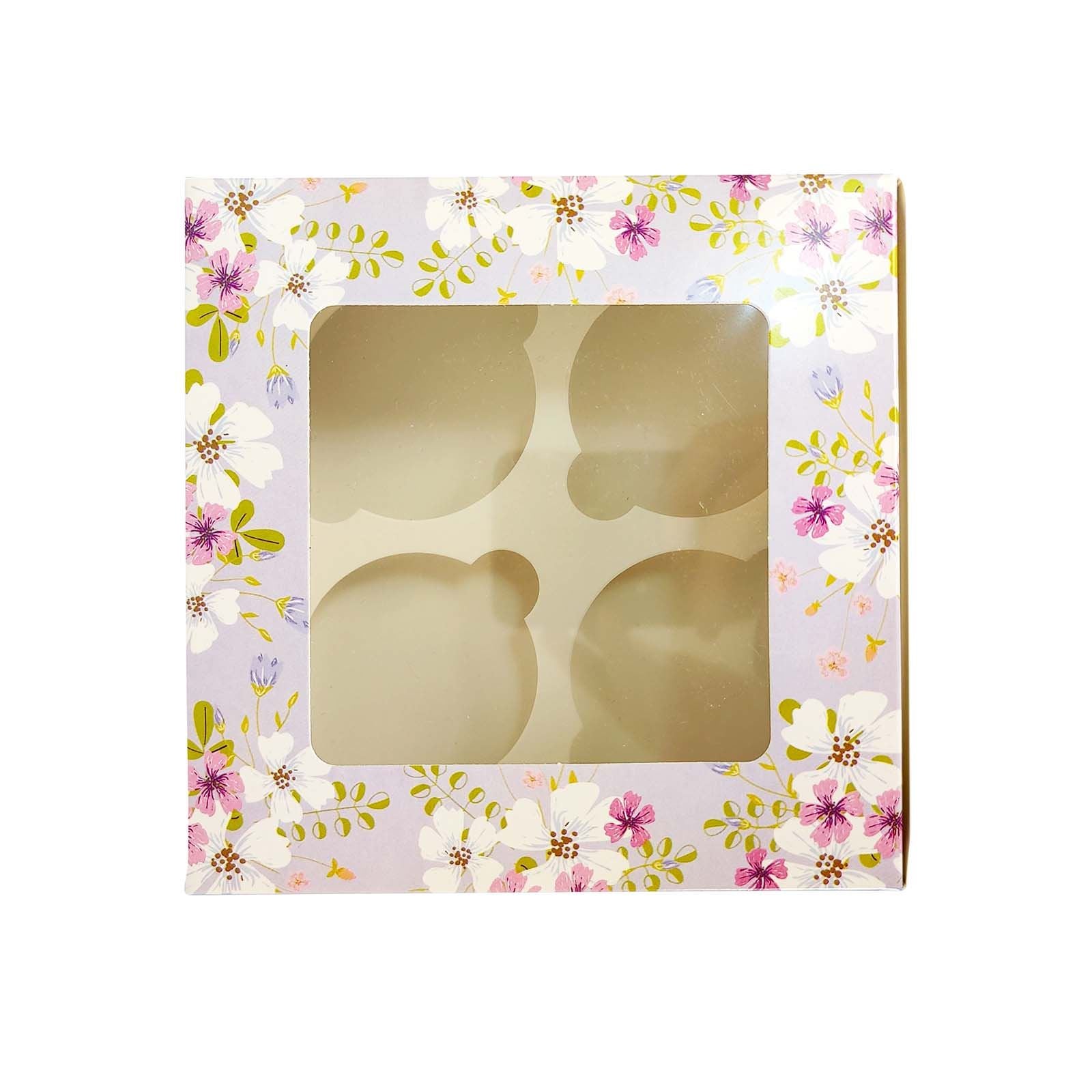 Vintage Floral Printed 4 Hole Cupcake Boxes