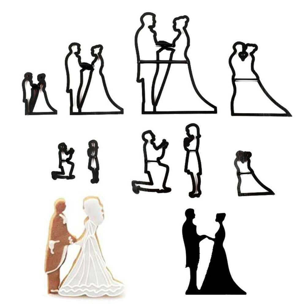 Set of 9 Couples Silhouette Wedding Fondant Cutters