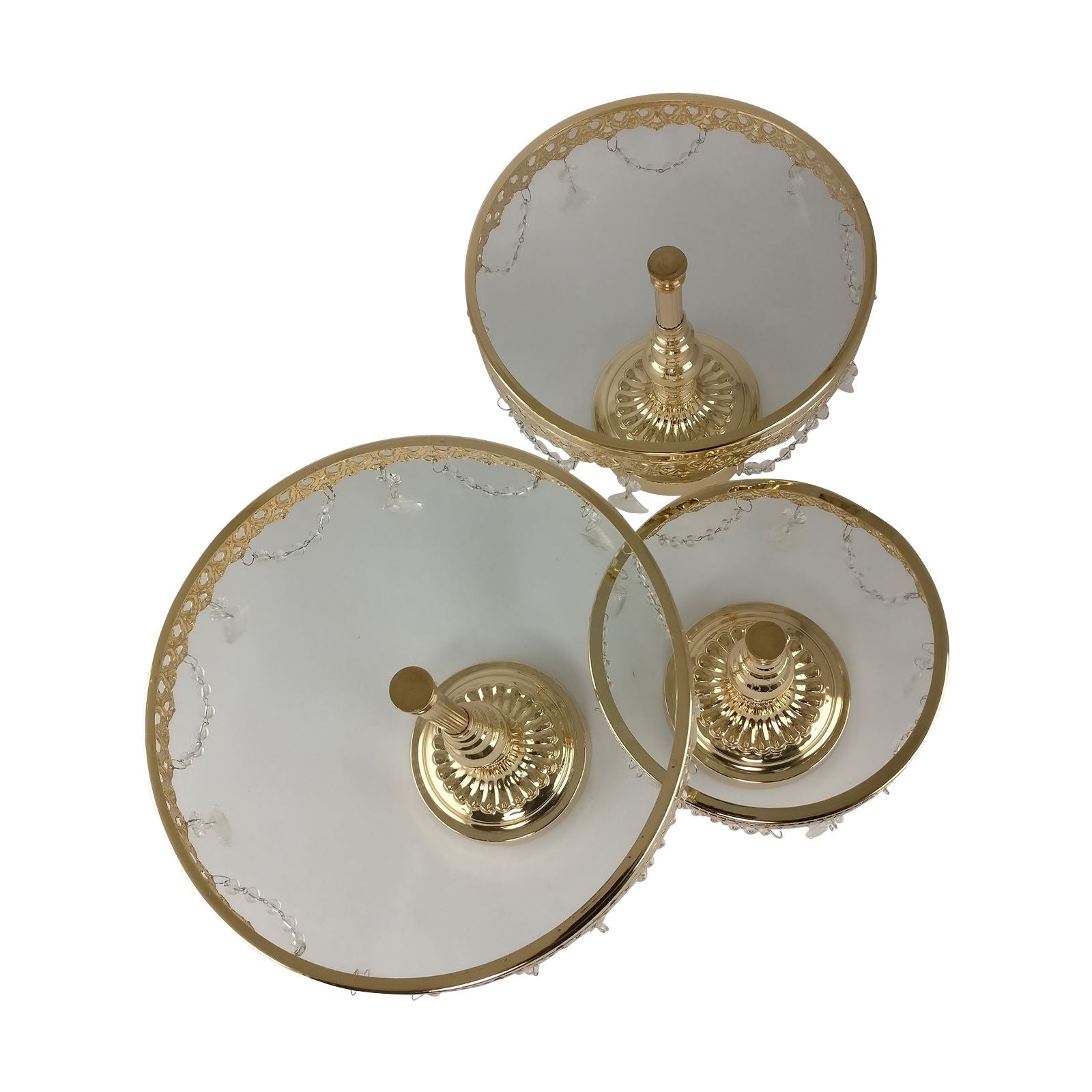 Set of 3 Metallic Crystal Cake Stands