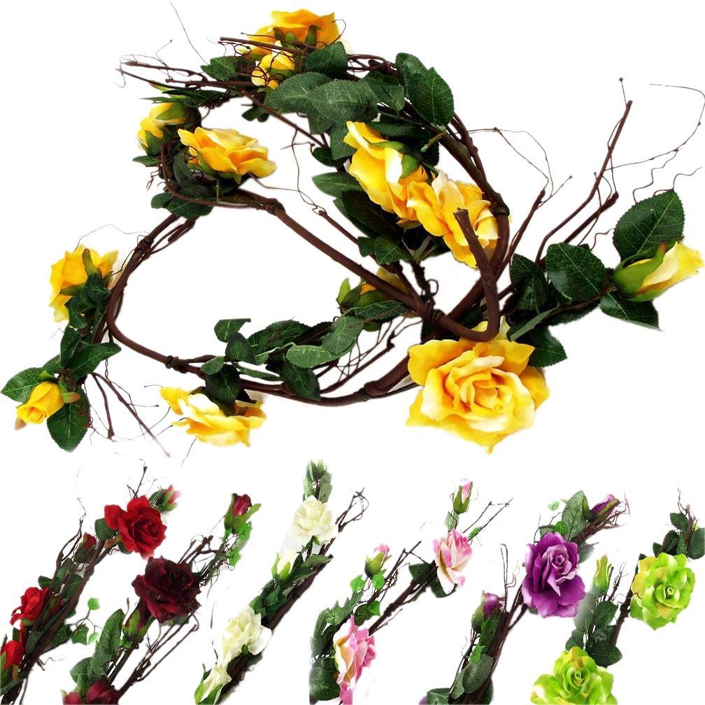 Premium Twig Branch Effect Wild Rose Garland