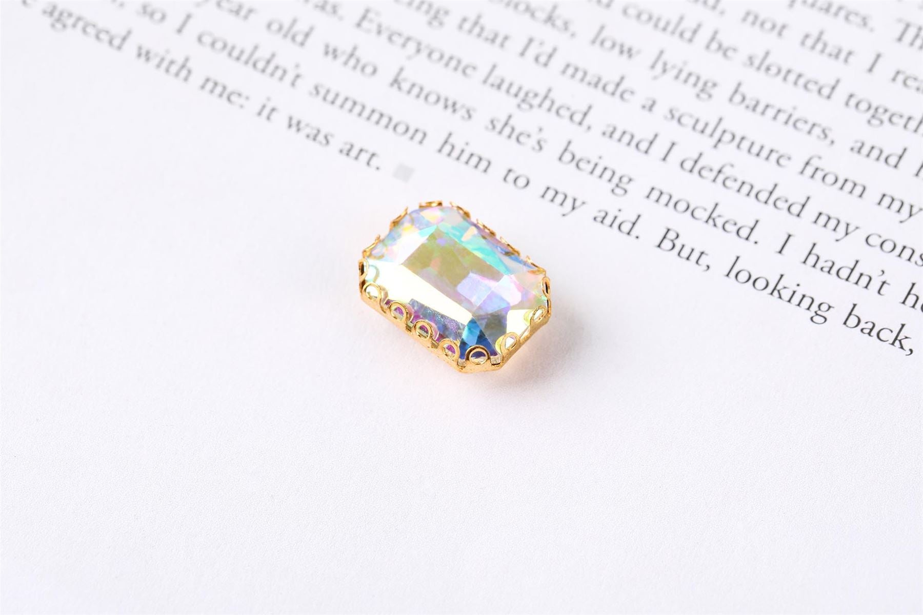 Coloured Large Rectangular Rhinestones in Setting