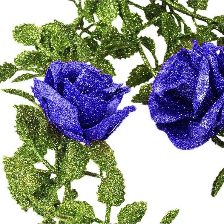 Heavy Glittered Rose Vine Garland