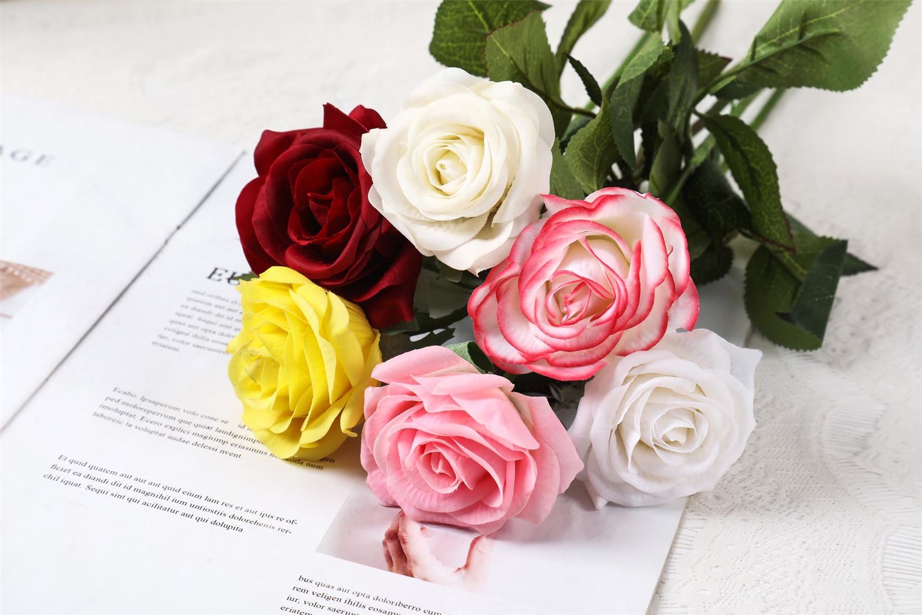 Deluxe Real Touch Open Artificial Roses