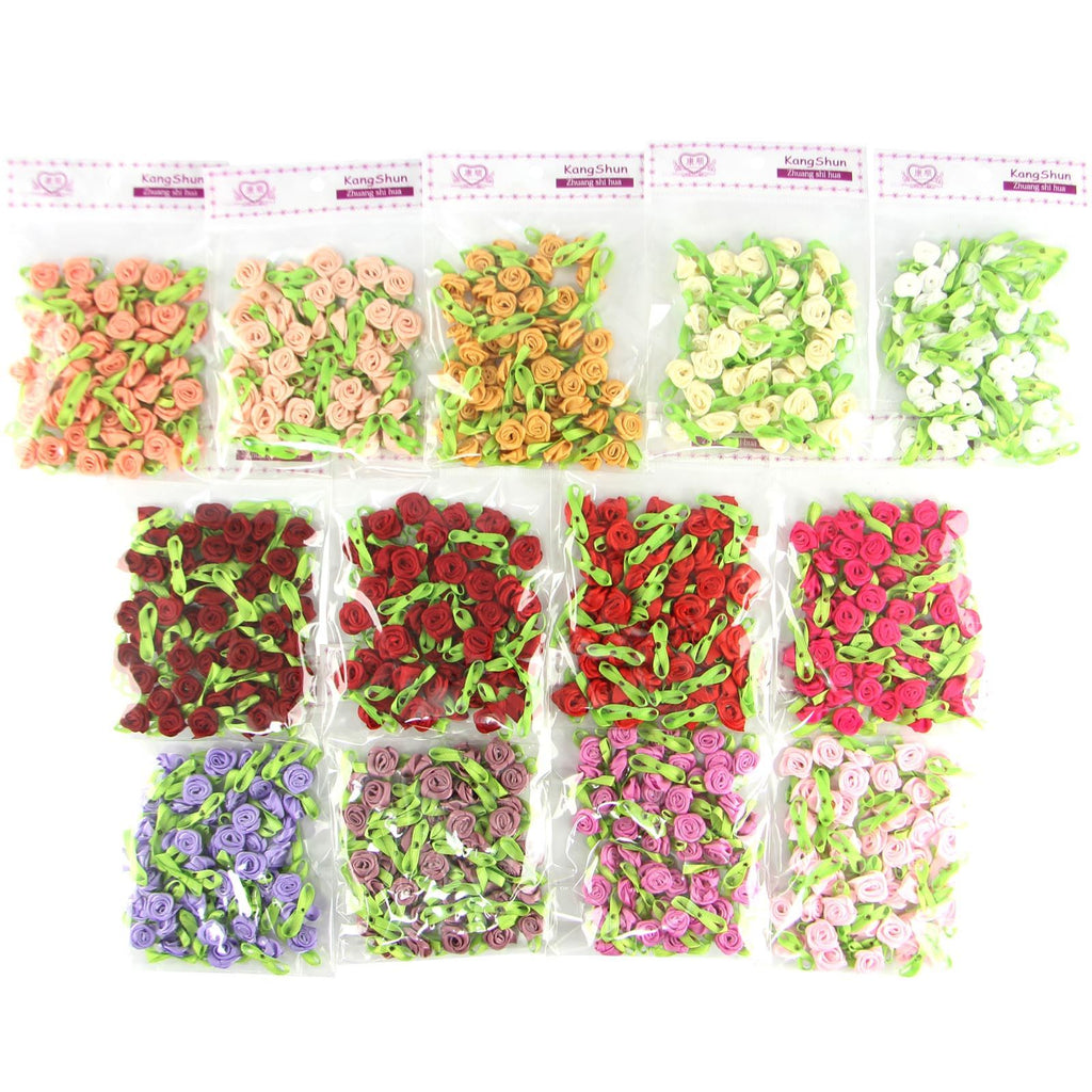 15mm Satin Ribbon Roses