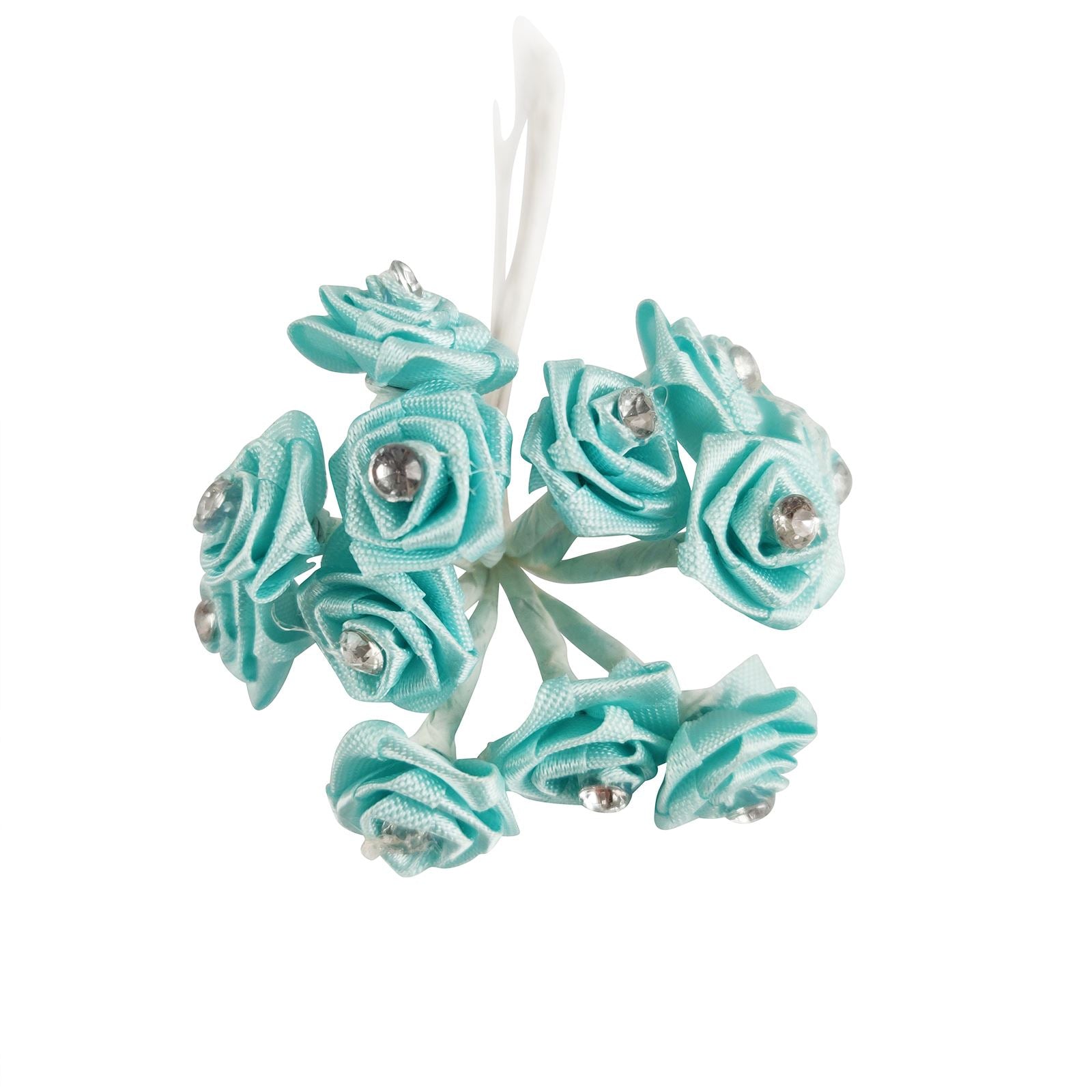 Bundle of 12 Mini Satin Diamante Roses
