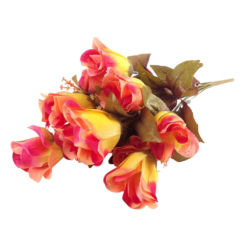 12 Head Silk Rose Bud Bush
