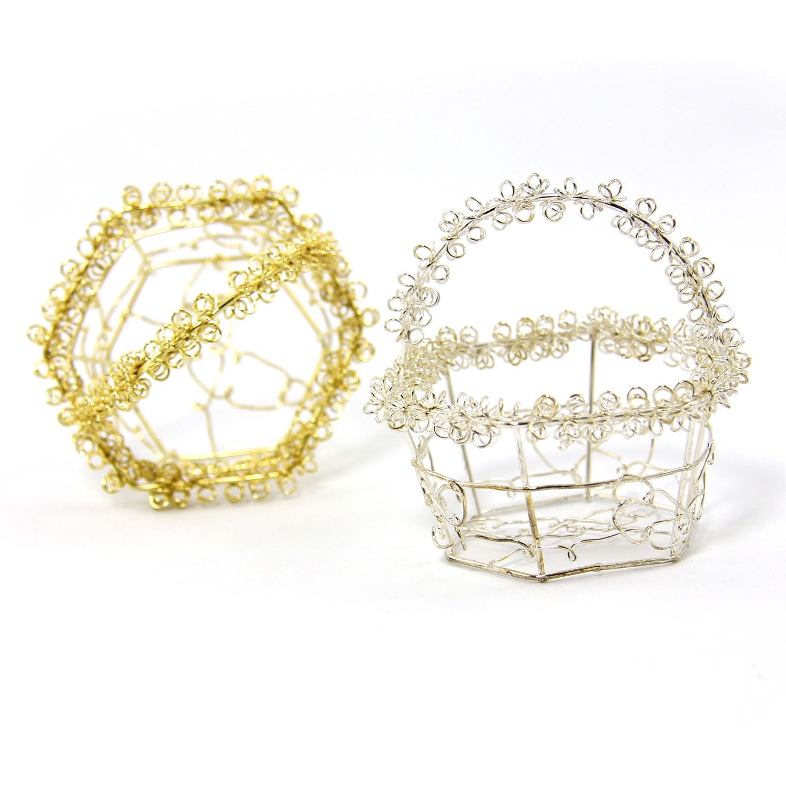 Mini Favour Wire Baskets in Gold or Silver