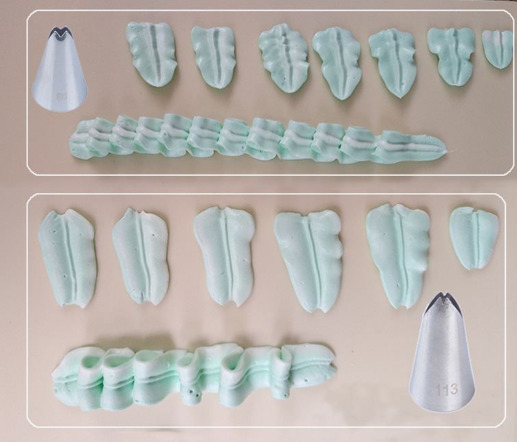 Set of 5 Notched Leaf Piping Nozzles - Leaf Flower Tip Cake Cream Decorating Baking Tools