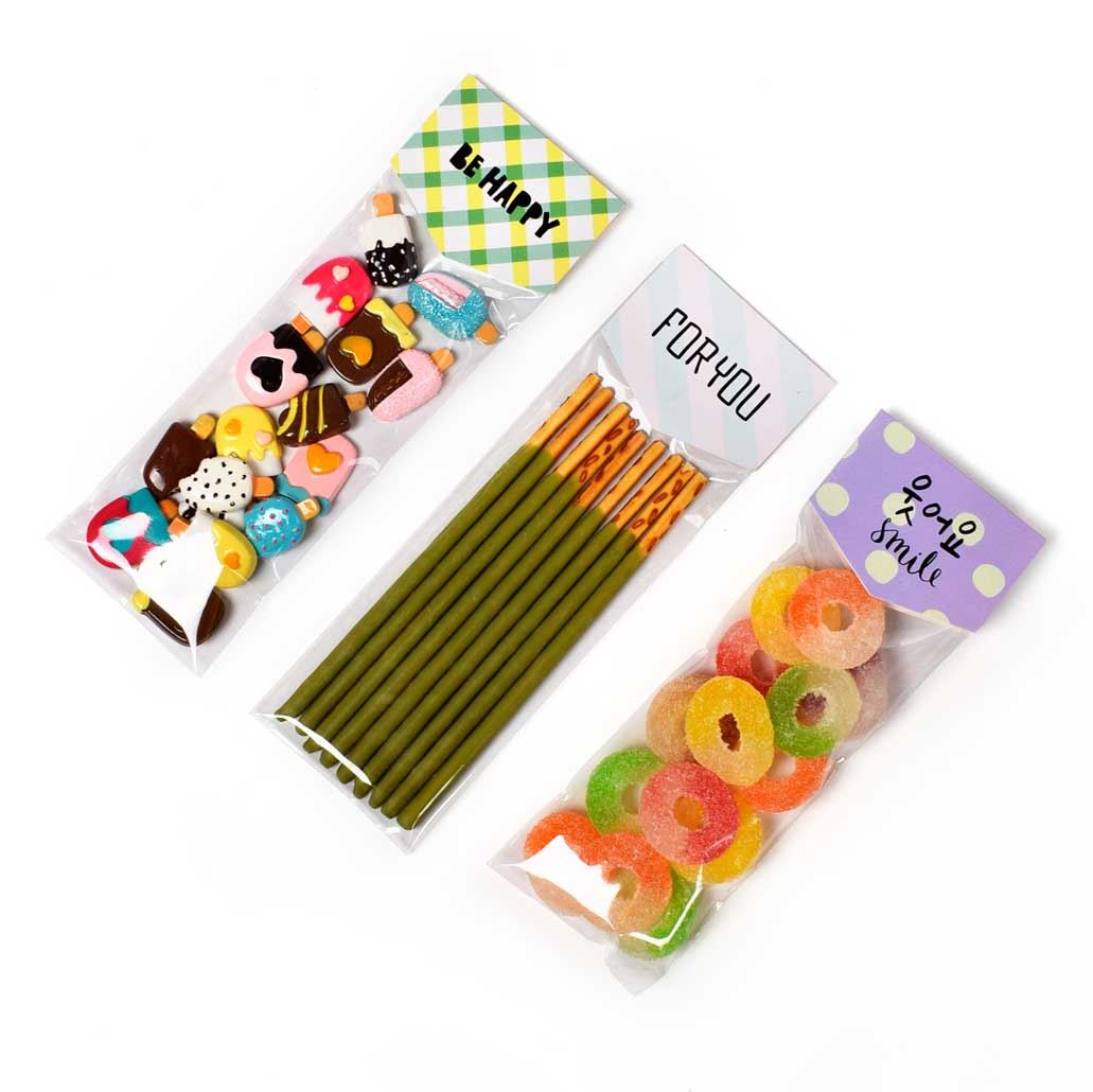 20x Long Slim Cellophane Bags with Card Tops
