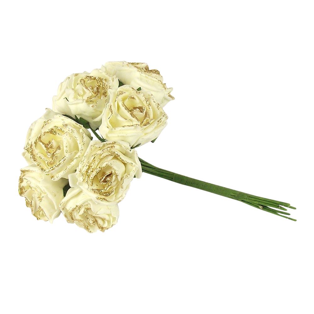 Bunch of 10 Glitter Foam Roses