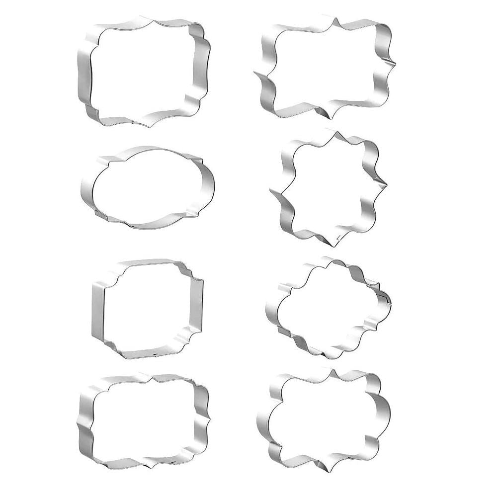 Set of 8 Stainless Steel Large Plaque Cutters - Biscuit Mold Frame Cloud Vintage Sign