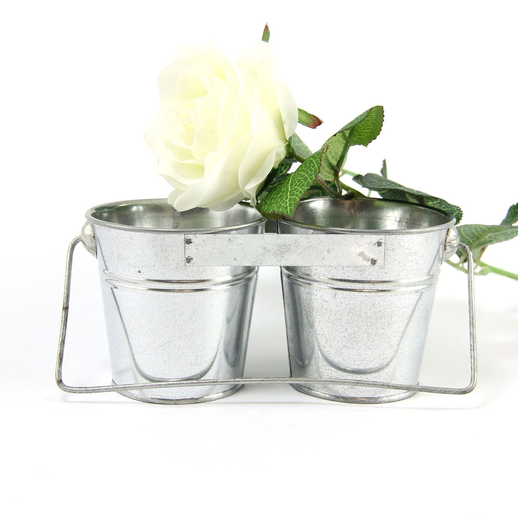 Mini Double Hanging Galvanised Planters