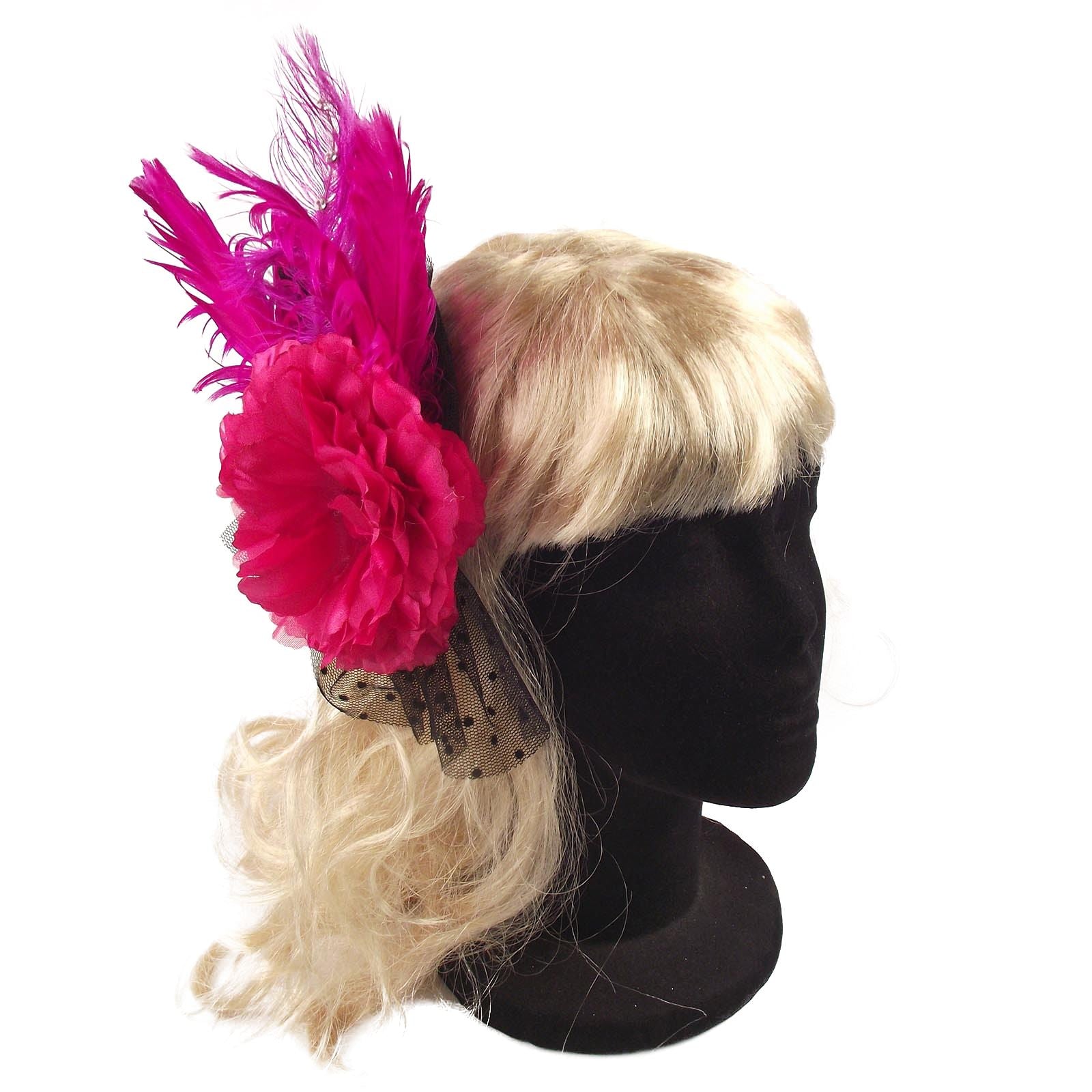 Burlesque Ostrich Feather and Diamond Fascinator