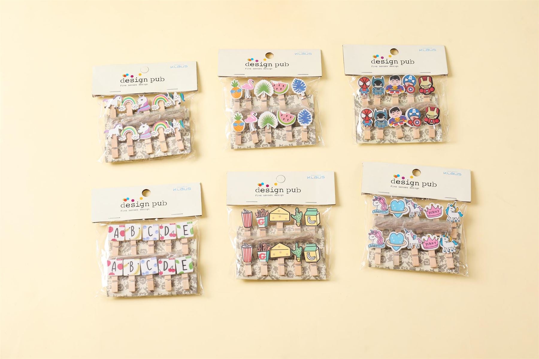 Fancy Printed Assorted Wooden Pegs