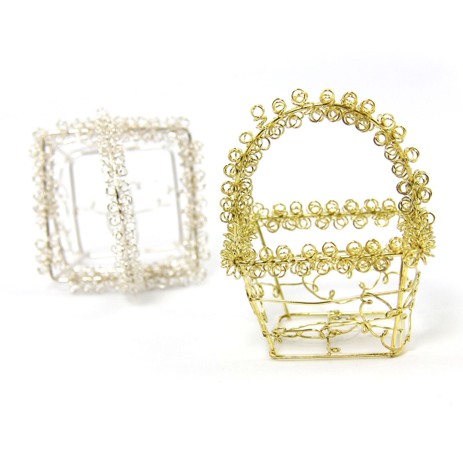 Mini Favour Wire Baskets in Gold or Silver