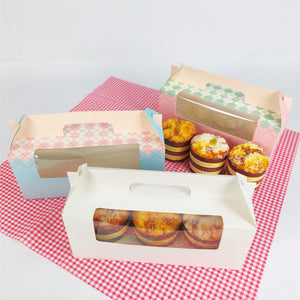 3 Hole Retro Pastel Cupcake Boxes