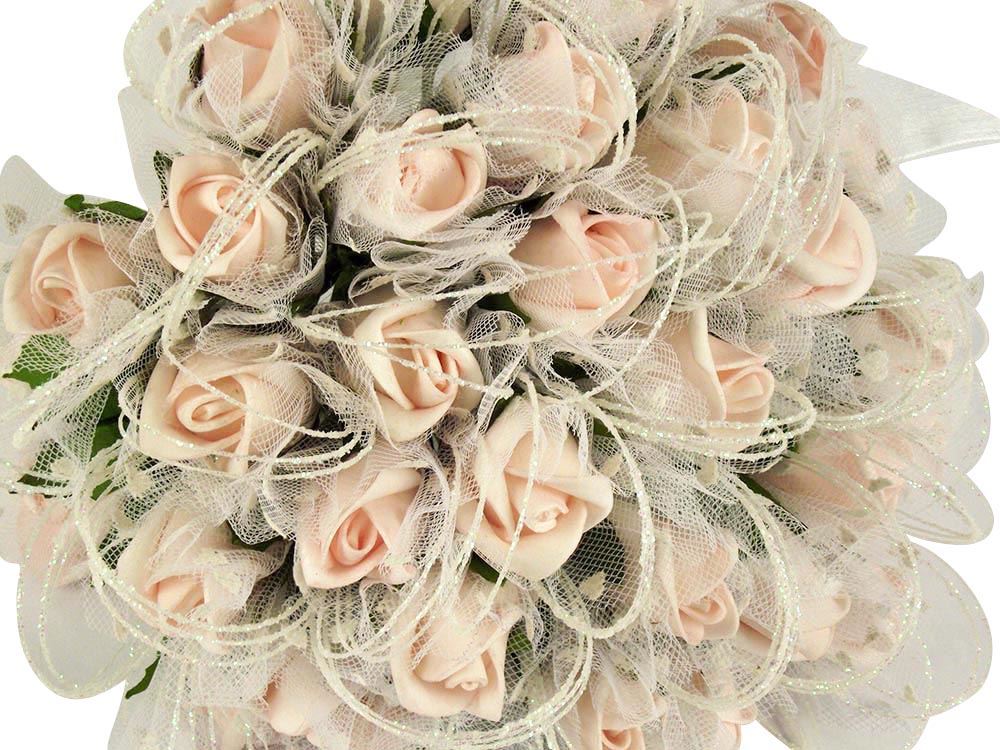 32 Rose Bud Bridal Bouquet with Glitter Loops