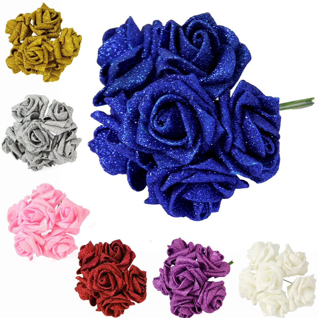 504 Heavy Glittered Foam Roses