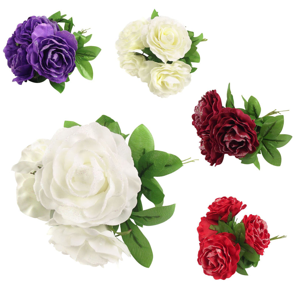 Large Glittered Bouquet of 4 Roses