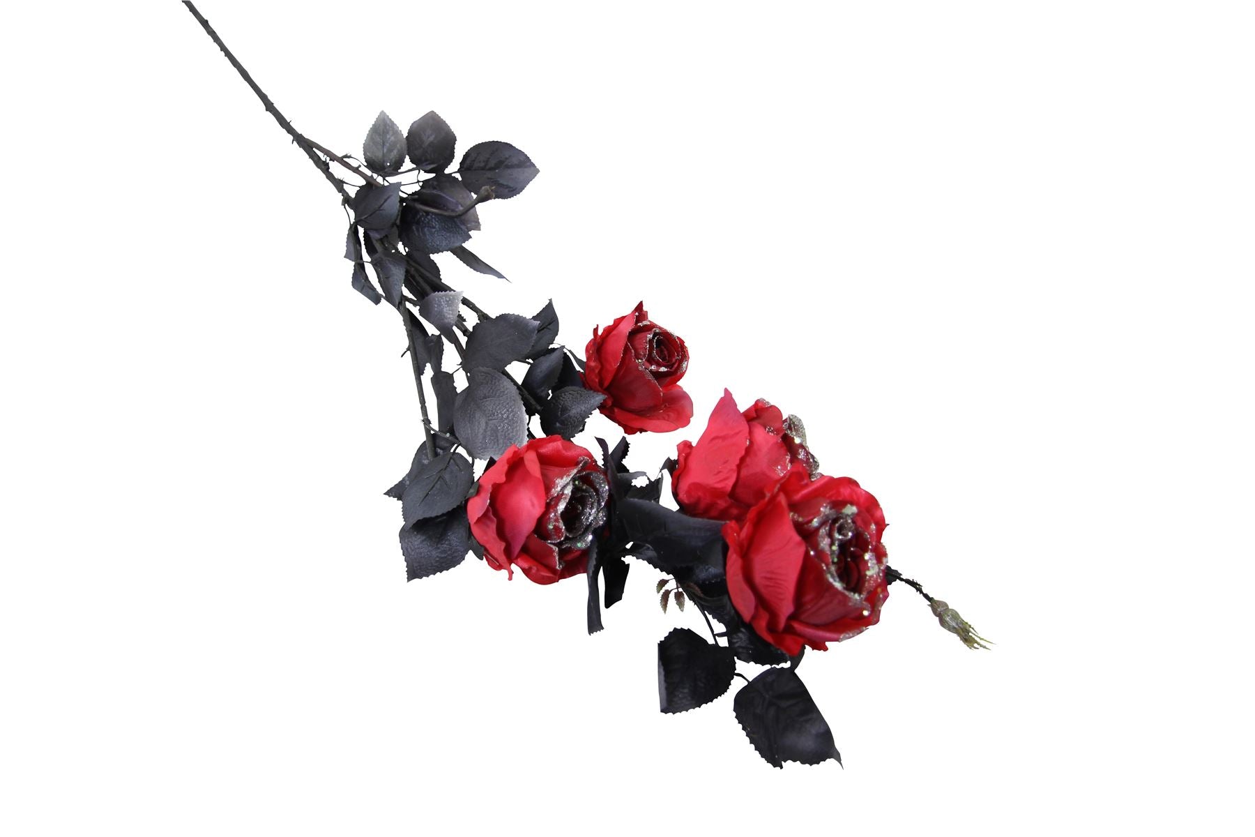 5 Head Gothic Glitter Rose Spray