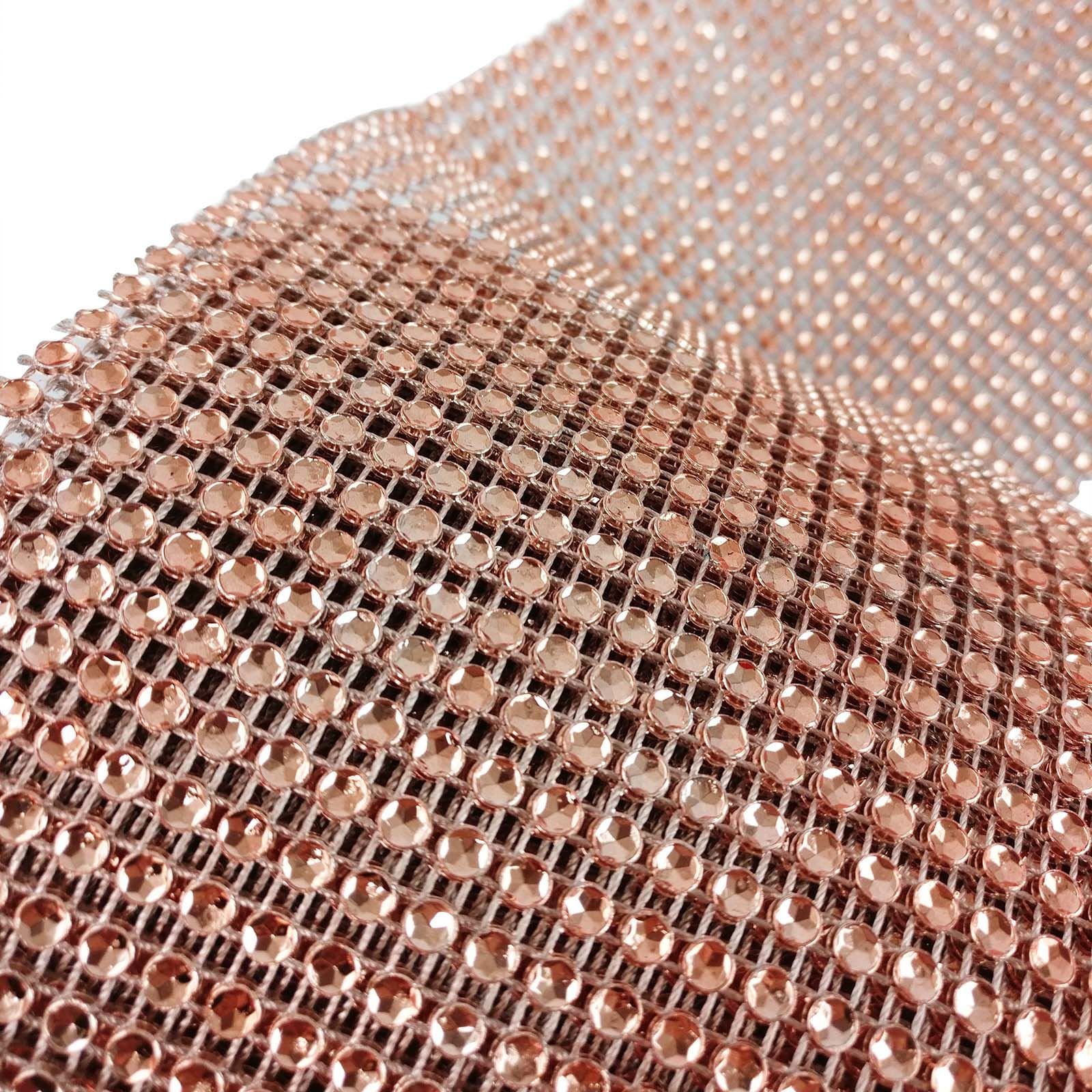 Diamante Effect Mesh Roll 24 Rows- Rose Gold