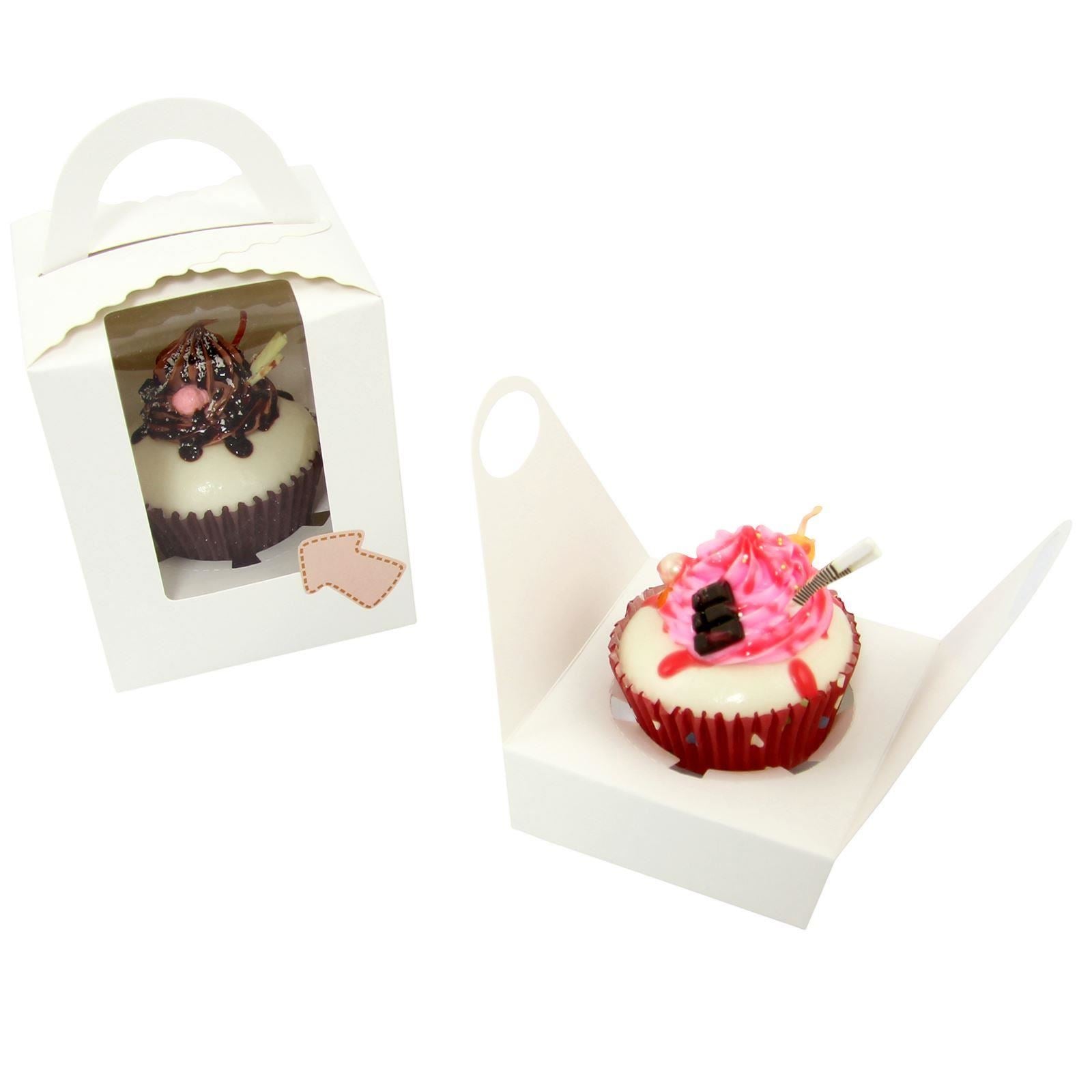Large Coloured Single Cupcake Boxes with Window and Handle