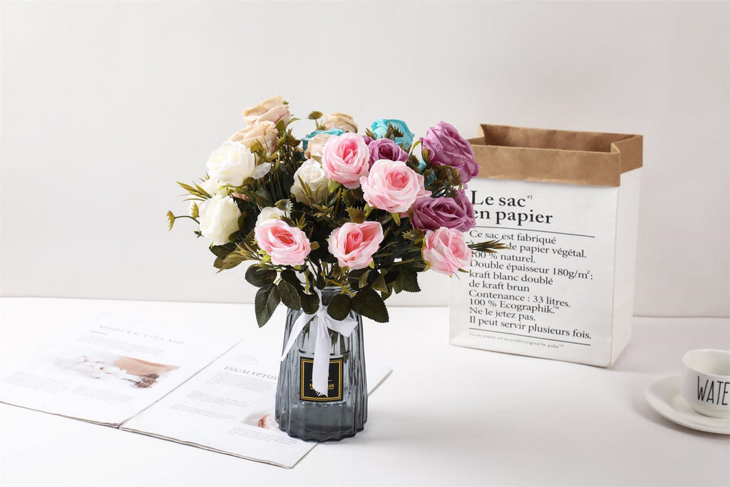 Bunch of 6 Small Vintage Artificial Peonies