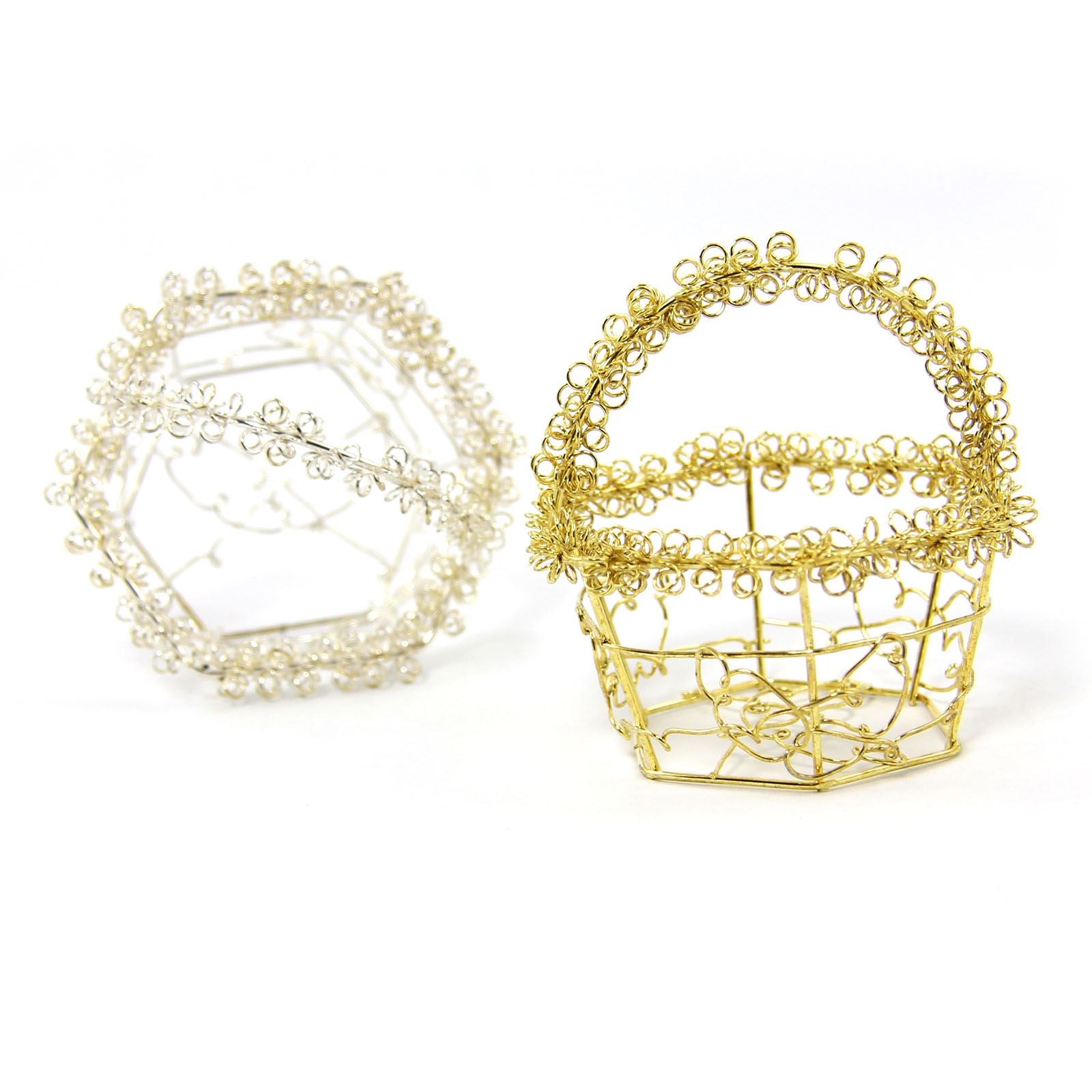 Mini Favour Wire Baskets in Gold or Silver