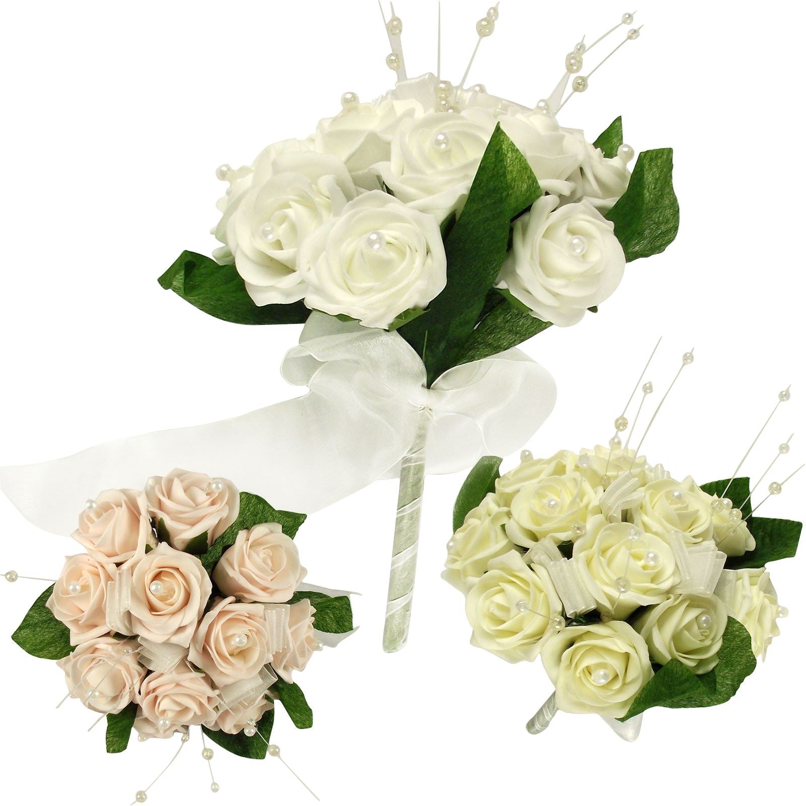 12 Rose and Pearl Brides Posy