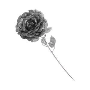 Heavy Glittered Large Single Rose