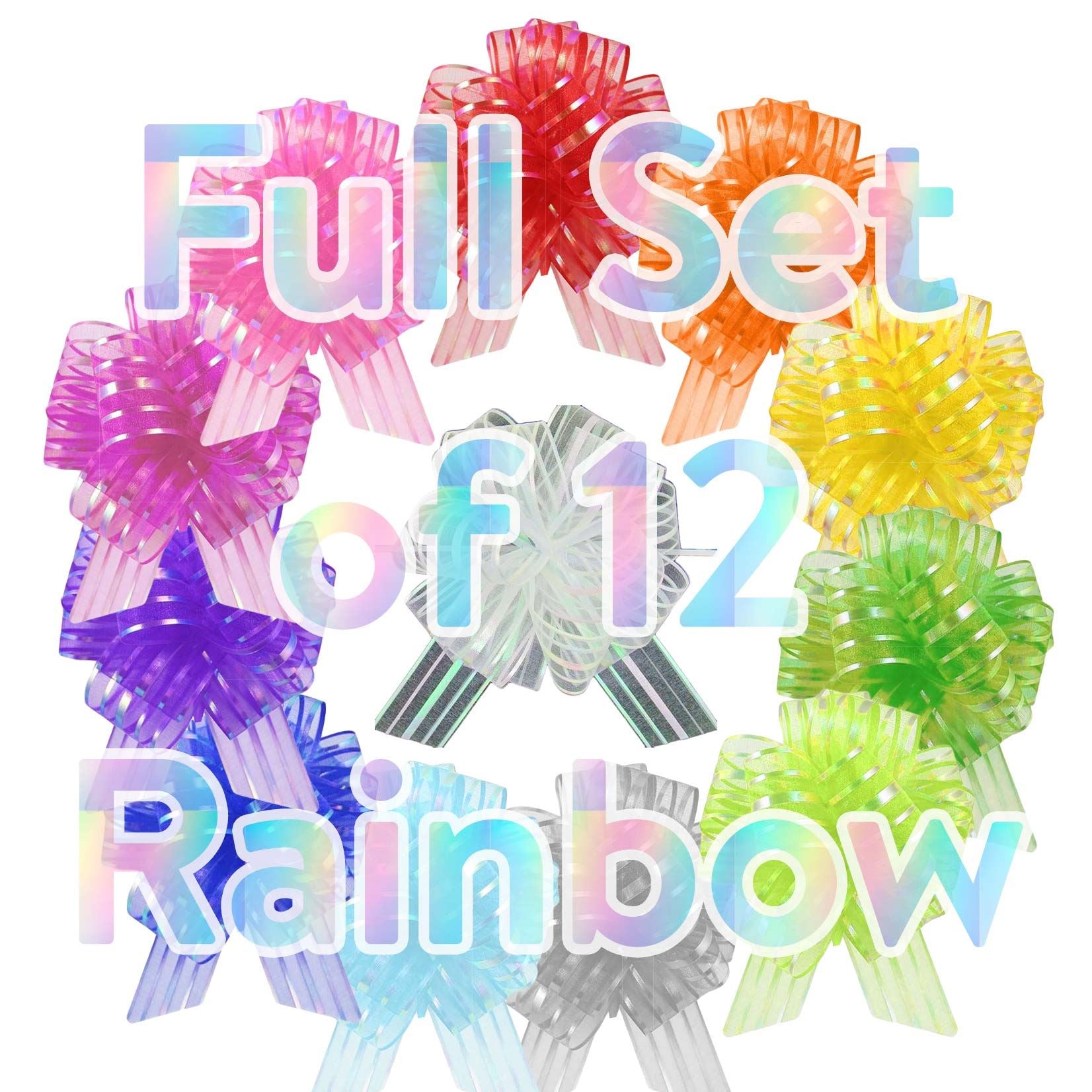 Set of 12 30mm Organza Rainbow Pull Bows
