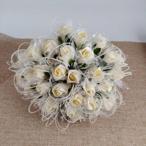 32 Rose Bud Bridal Bouquet with Glitter Loops