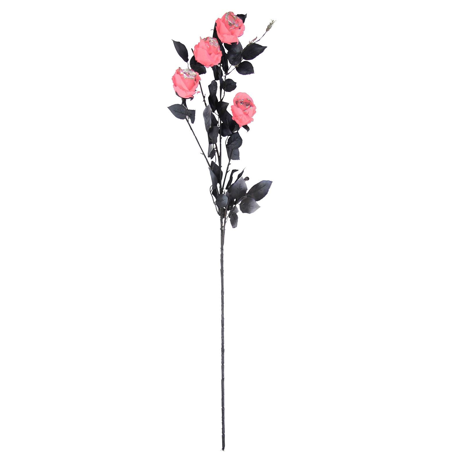5 Head Gothic Glitter Rose Spray