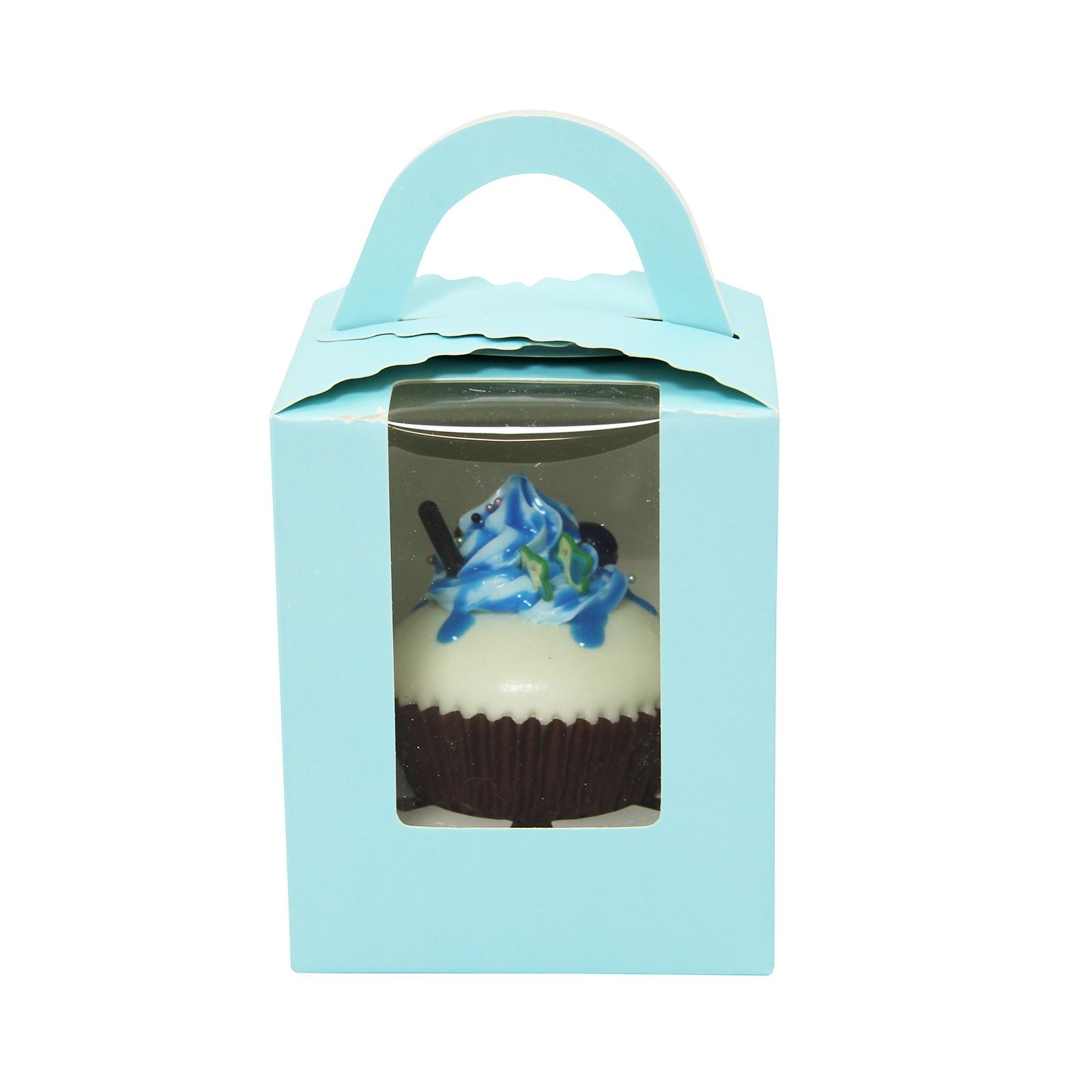 Large Coloured Single Cupcake Boxes with Window and Handle
