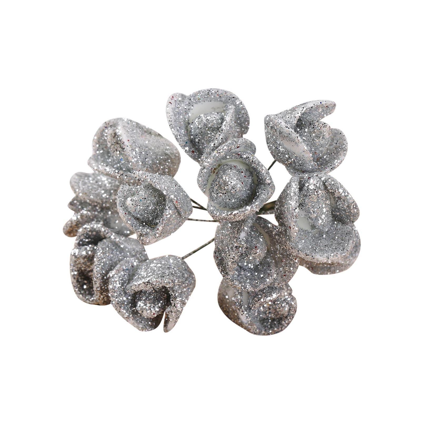 Bundle of 10 Mini Glitter Roses