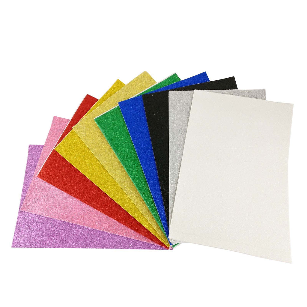 10x Self Adhesive Glitter A4 Eva Foam