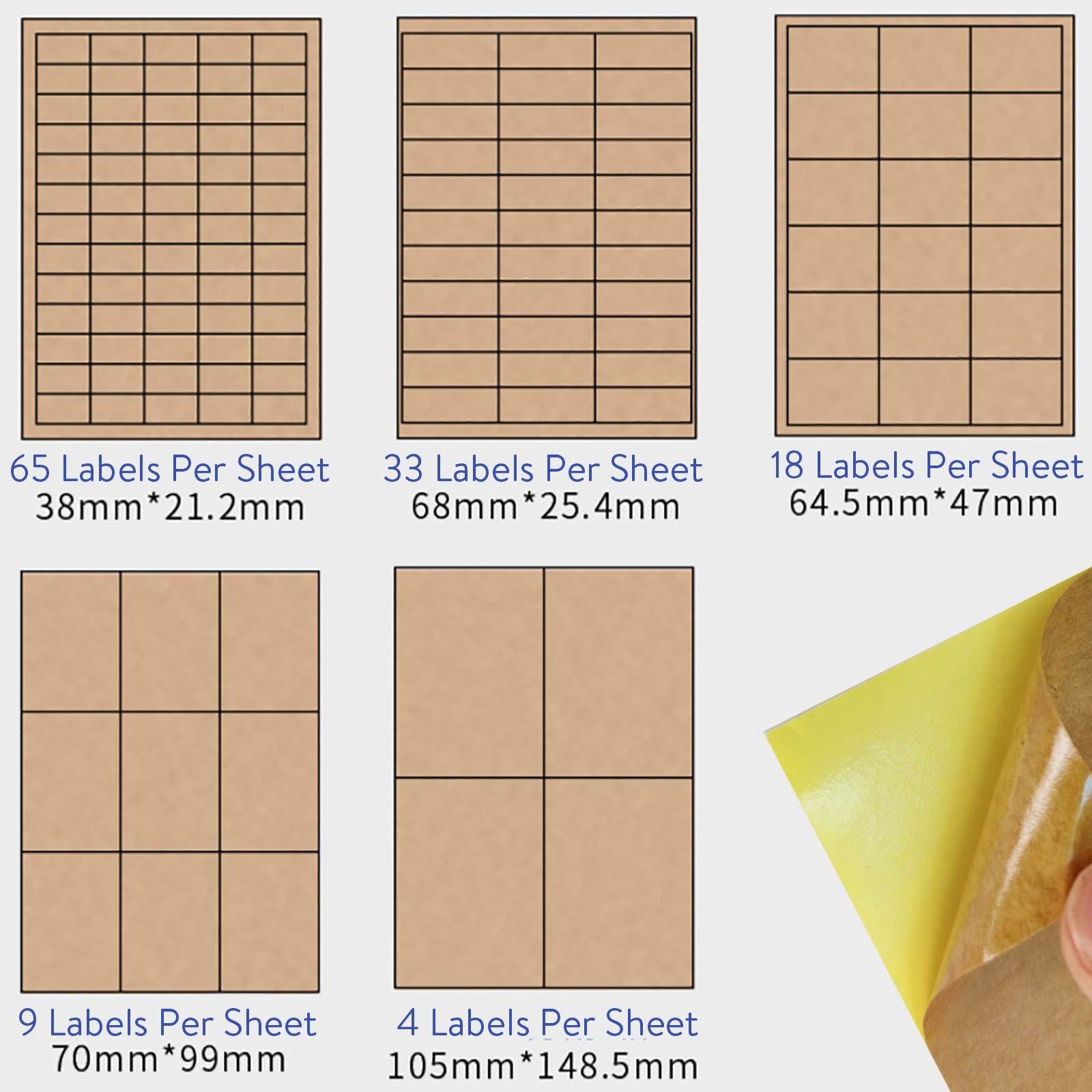 Kraft Paper A4 Labels - Rectangle